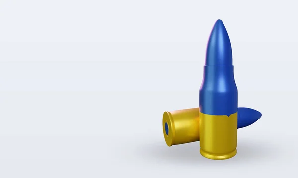 3D子弹乌克兰国旗渲染右视图 — 图库照片