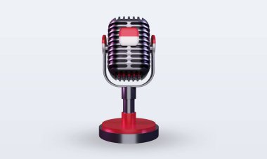 3d mikrofon Monako bayrağı ön görünüm oluşturma