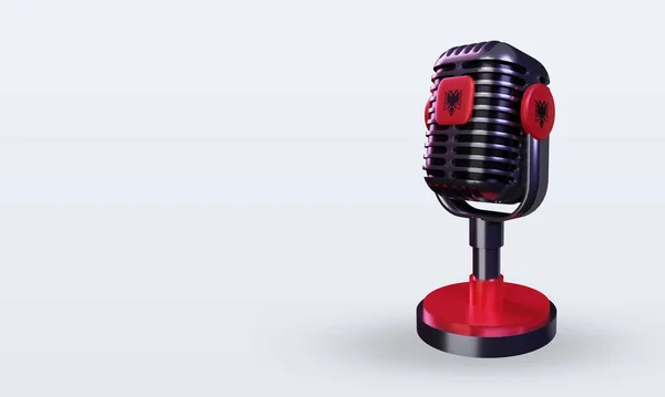 Трехмерный Микрофон Изображением Флага Албании — стоковое фото