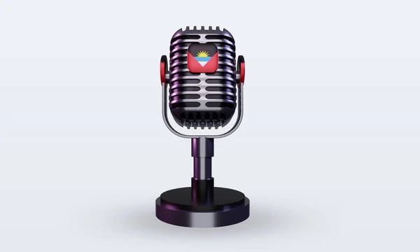 Микрофон Изображением Флага Антигуа Барбуды Спереди — стоковое фото