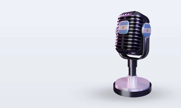 Microfone Argentina Bandeira Renderização Visão Direita — Fotografia de Stock