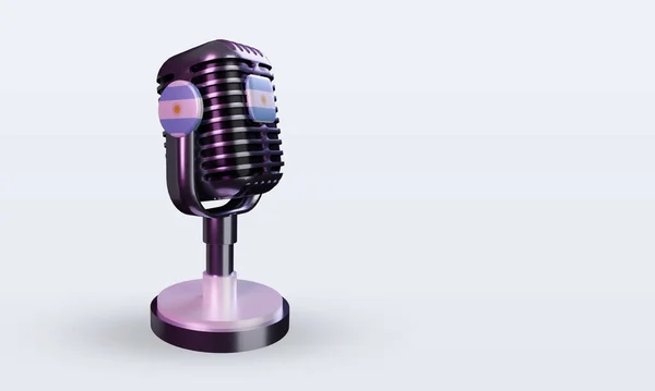 Microphone Argentina Flag Rendering Left View — Stock Photo, Image