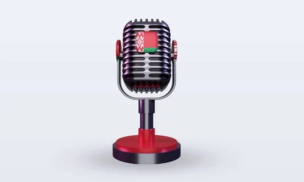 Microphone Belarus Flag Rendering Front View — Stock Photo, Image