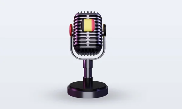 Microphone Belgium Flag Rendering Front View — Stock Photo, Image