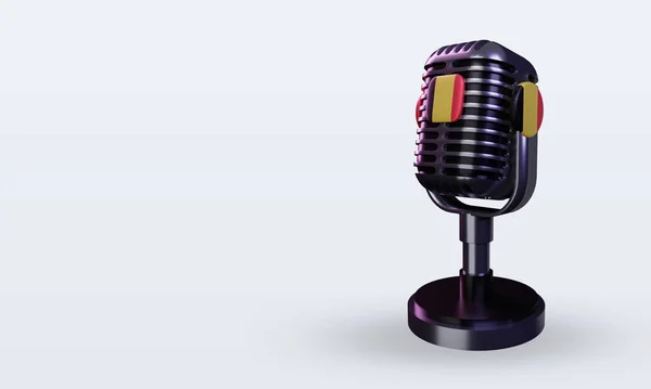 Microphone Belgium Flag Rendering Right View — Stock Photo, Image