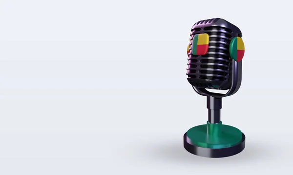 Mikrofon Benin Bayrak Görüntüleme Sağ Görünüm — Stok fotoğraf