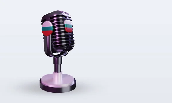 Microphone Bulgaria Flag Rendering Left View — Stock Photo, Image