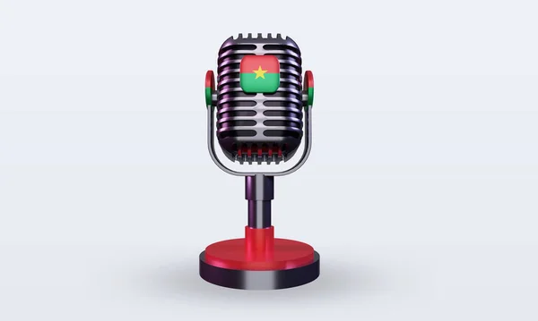 Microfone Burkina Faso Bandeira Renderização Vista Frontal — Fotografia de Stock