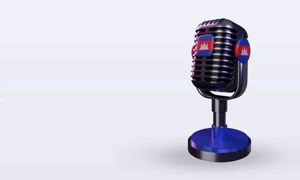 Microphone Cambodia Flag Rendering Right View — Stock Photo, Image