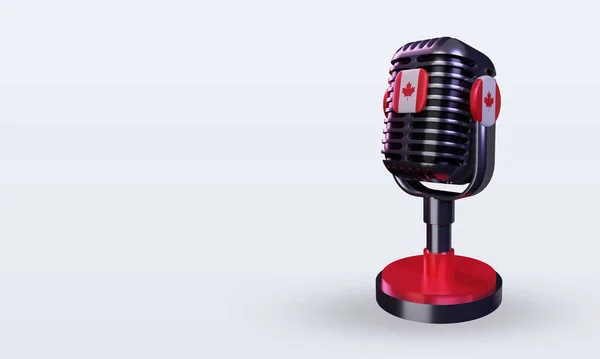 Mikrofon Kanada Flagge Rendering Rechte Ansicht — Stockfoto