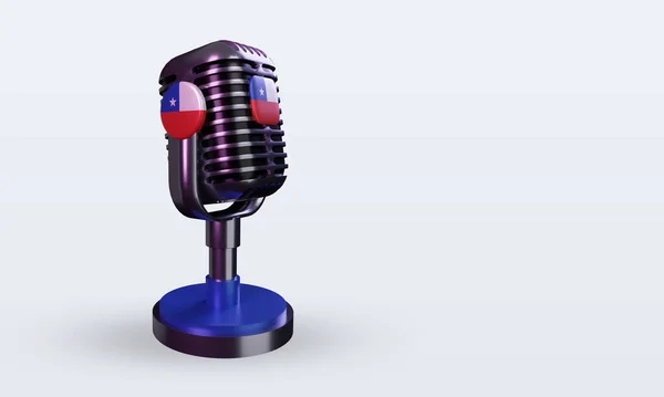 Microphone Chile Flag Rendering Left View — Stock Photo, Image