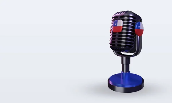 Microfone Chile Bandeira Renderização Visão Direita — Fotografia de Stock