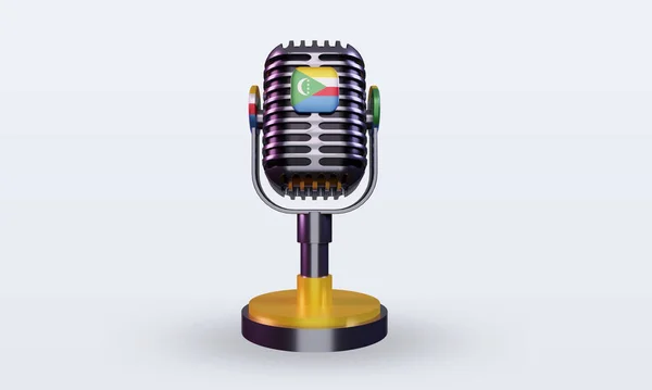 Microphone Comoros Flag Rendering Front View — стокове фото