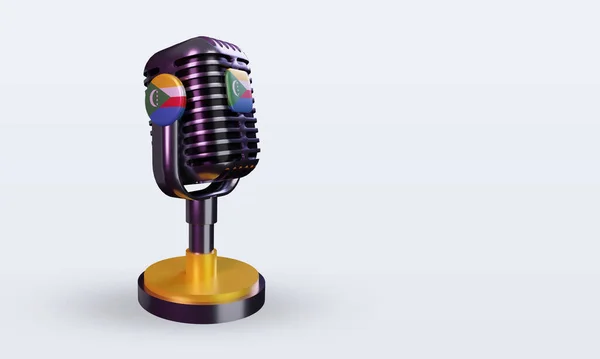 Трехмерный Микрофон Изображением Флага Коморских Островов — стоковое фото