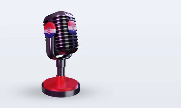 Microphone Croatie Drapeau Rendu Vue Gauche — Photo