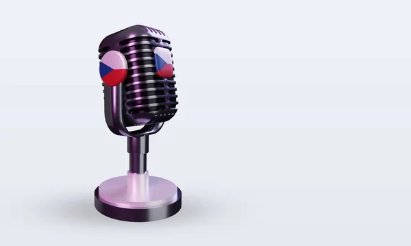 Microphone Czech Republic Flag Rendering Left View — Stock Photo, Image