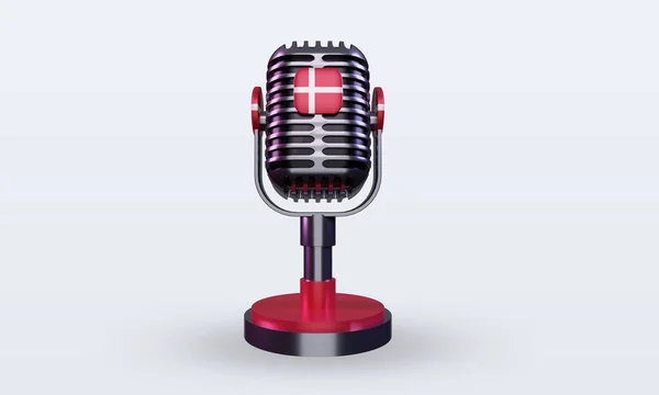 Mikrofon Dänemark Flagge Rendering Frontansicht — Stockfoto