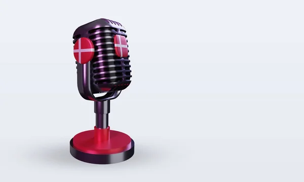 Mikrofon Dánsko Vlajka Vykreslování Vlevo Pohled — Stock fotografie