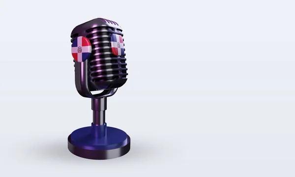 Microphone Dominican Republic Flag Rendering Left View — Stock Photo, Image