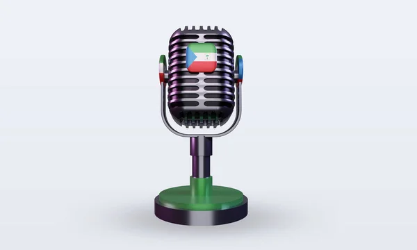 Microphone Equatorial Guinea Flag Rendering Front View — Stock Photo, Image