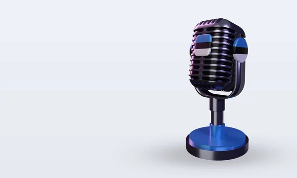 Microfone Estónia Bandeira Renderização Visão Direita — Fotografia de Stock