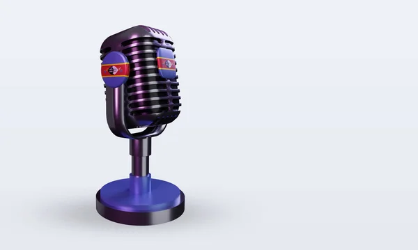 Microfono Bandiera Eswatini Visualizzazione Sinistra — Foto Stock