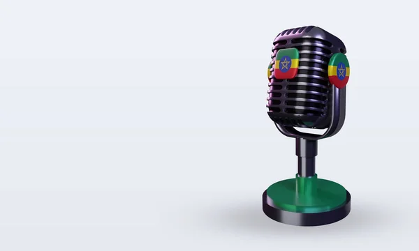 Microphone Ethiopie Drapeau Rendu Vue Droite — Photo