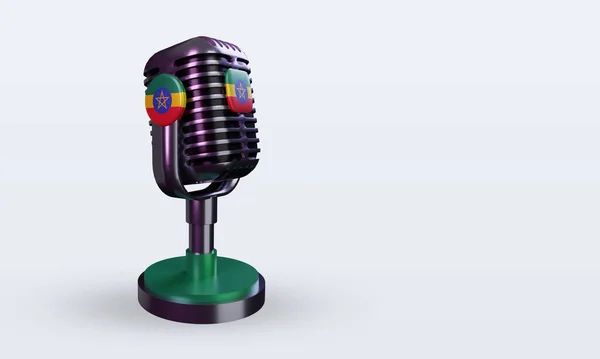 Microphone Ефіопія Прапор Ефіопії Рендеринг — стокове фото