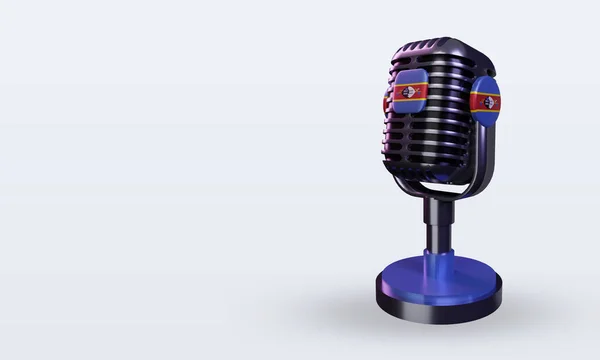 Microfone Eswatini Bandeira Renderização Visão Direita — Fotografia de Stock