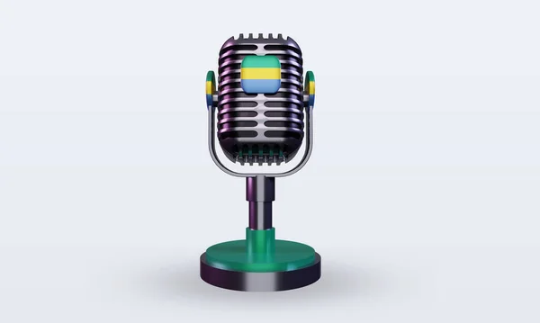 Microphone Gabon Flag Rendering Front View — Stock Photo, Image