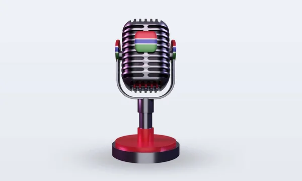 Микрофон Изображением Флага Гамбии Спереди — стоковое фото