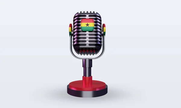 Микрофон Изображением Флага Ганы Спереди — стоковое фото