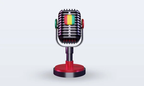 Microfone Guiné Bissau Bandeira Renderização Vista Frontal — Fotografia de Stock