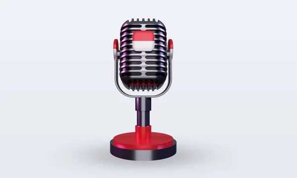 Microphone Indonesia Flag Rendering Front View — Stock Photo, Image