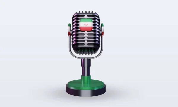 Microphone Iran Flag Rendering Front View — Stock Photo, Image