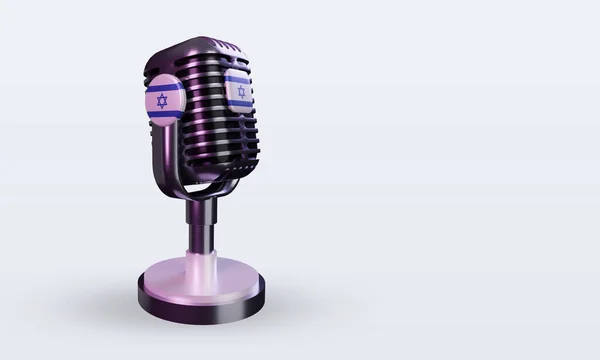 Microphone Israel Flag Rendering Left View — Stock Photo, Image