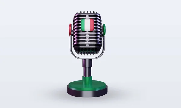 Mikrofon Italien Flagge Rendering Frontansicht — Stockfoto