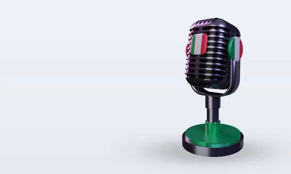 Microphone Italy Flag Rendering Right View — Stock Photo, Image