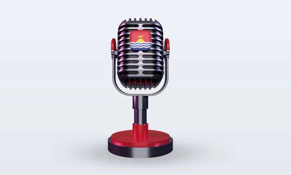 Microphone Kiribati Flag Rendering Front View — Stock Photo, Image