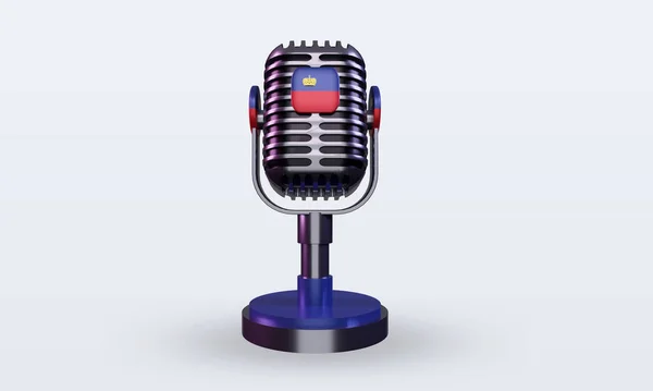 Mikrofon Liechtenstein Flagge Rendering Frontansicht — Stockfoto