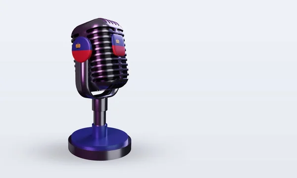 Microphone Liechtenstein Flag Rendering Left View — Stock Photo, Image