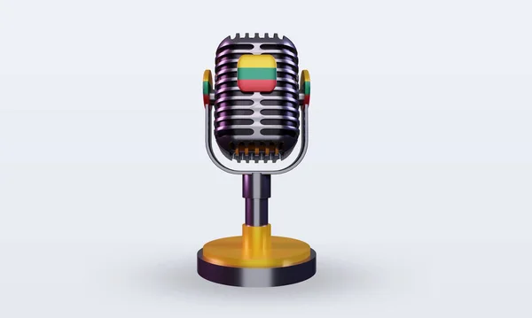 Microphone Lithuania Flag Rendering Front View — Stock Photo, Image