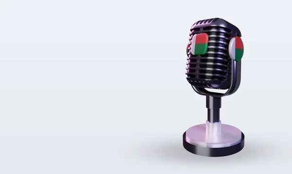 Microfone Madagascar Bandeira Renderização Visão Direita — Fotografia de Stock