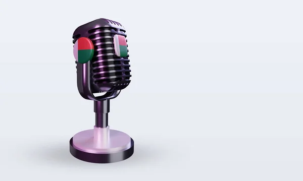 Трехмерный Микрофон Изображением Флага Мадагаскара Слева — стоковое фото