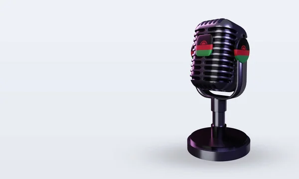 Mikrofon Malawi Flagge Rendering Rechte Ansicht — Stockfoto