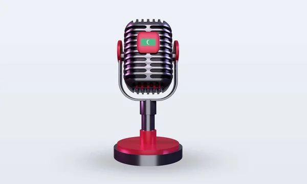 Microphone Maldives Flag Rendering Front View — Stock Photo, Image