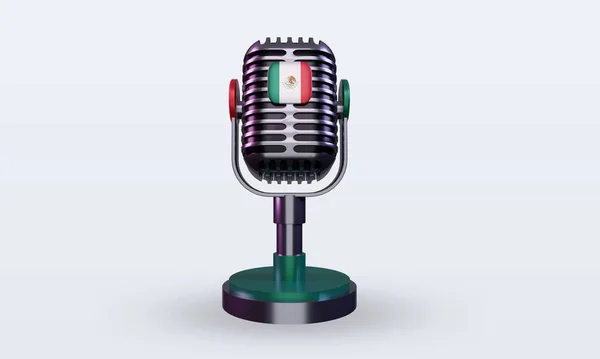 Microphone Mexico Flag Rendering Front View — Stock Photo, Image