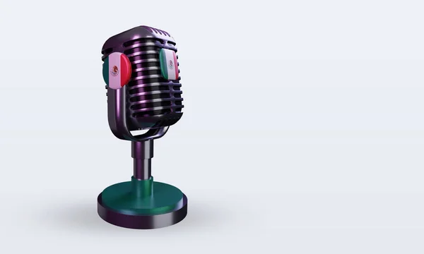 Microphone Mexico Flag Rendering Left View — Stock Photo, Image