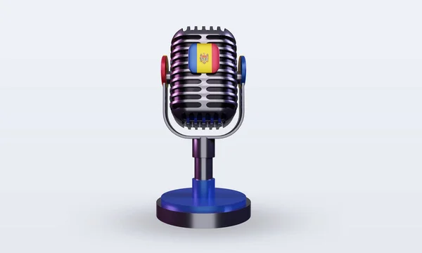 Microphone Moldova Flag Rendering Front View — Stock Photo, Image