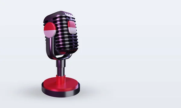 Mikrofon Monaková Vlajka Vykreslující Levý Pohled — Stock fotografie